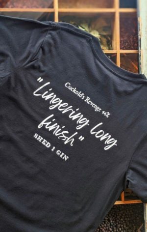 Lingering_long_finish_t shirt_Shed One Gin_gin merchandise