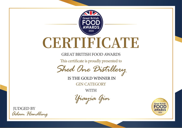 Certificate_Shed One Yiayia Gin_Great British Food Awards_small